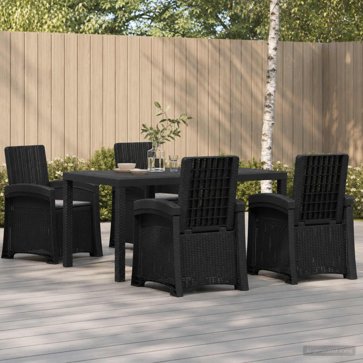 Garden Dining Set 5 pcs Anthracite PP