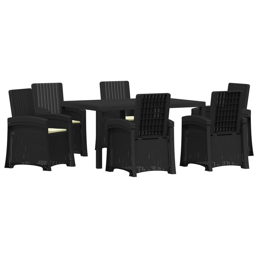 Garden Dining Set 7 pcs Anthracite and Cream 150 cm PP