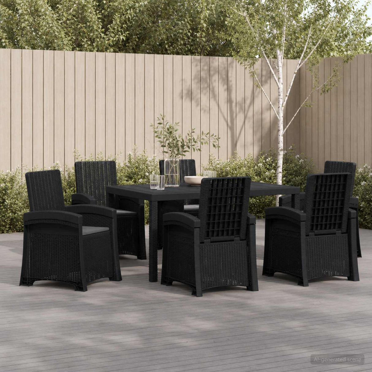 Garden Dining Set 7 pcs Anthracite PP