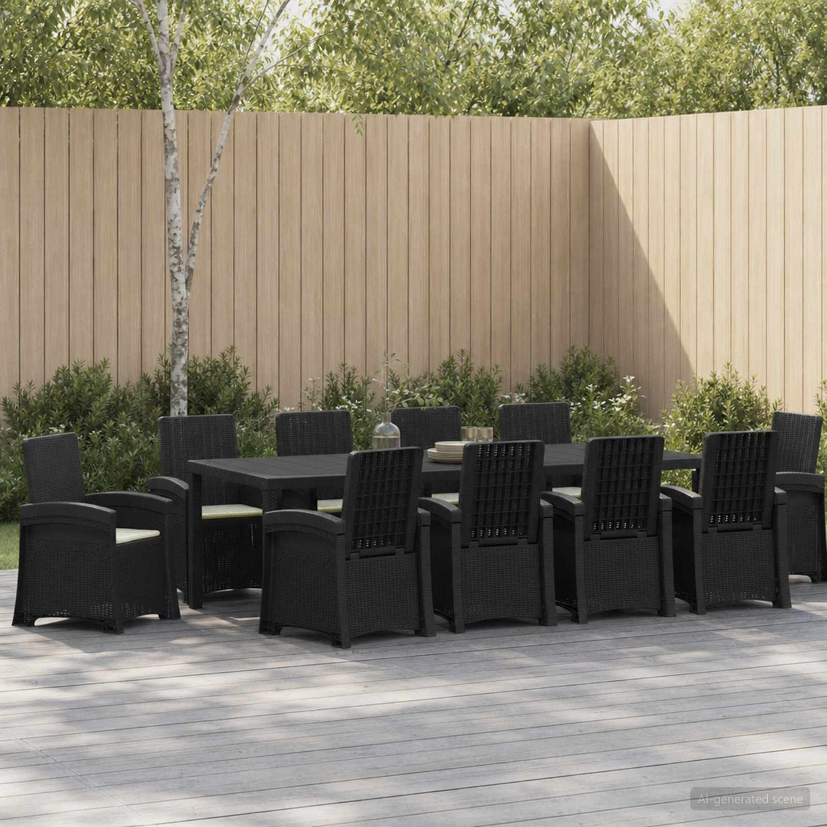 Garden Dining Set 11 pcs Anthracite and Cream PP