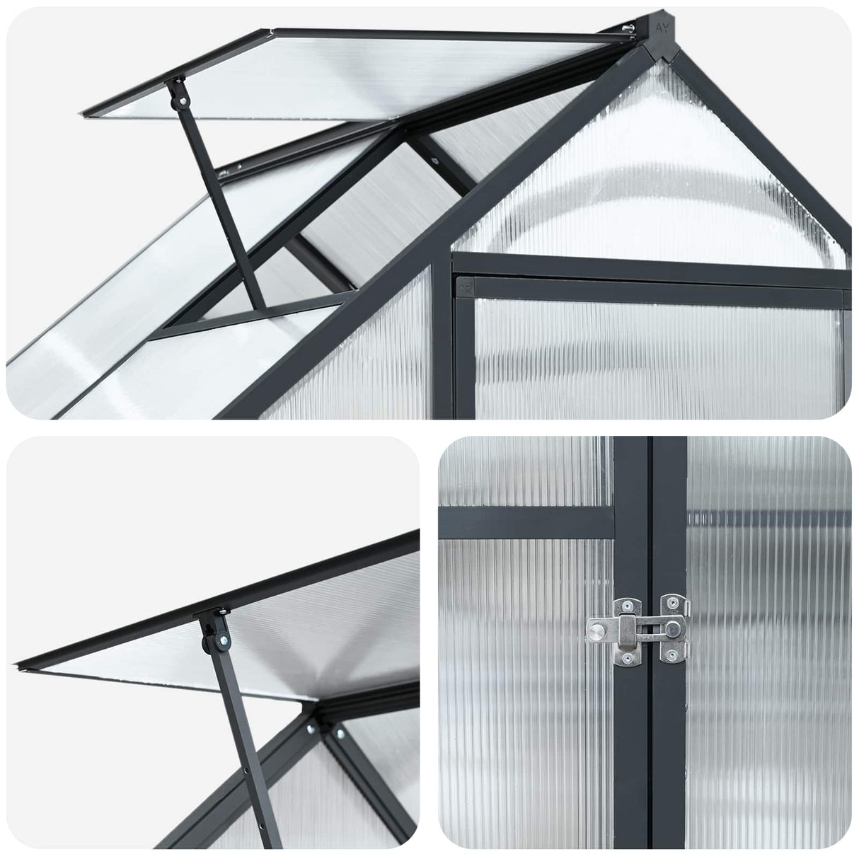 Garden Greenhouse with Door Anthracite 183.5 x 123 x 207 cm