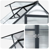 Garden Greenhouse with Door Anthracite 183.5 x 123 x 207 cm - Close-Up Angle