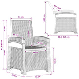 Reclining garden chair in rattan style Anthracite PP - Low Angle
