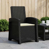 Reclining garden chair in rattan style Anthracite and Cream PP