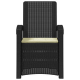 Reclining garden chair in rattan style Anthracite and Cream PP