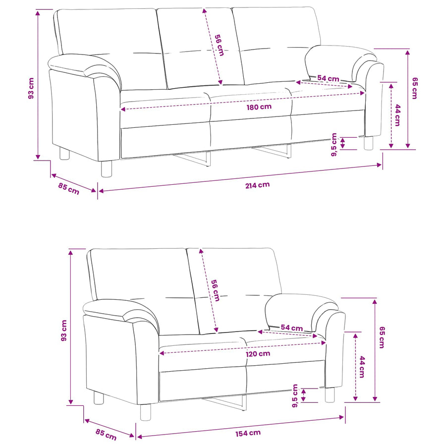 Sofa Set 2 pcs Dark Grey Velvet