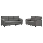 Sofa Set 2 pcs Dark Grey Velvet