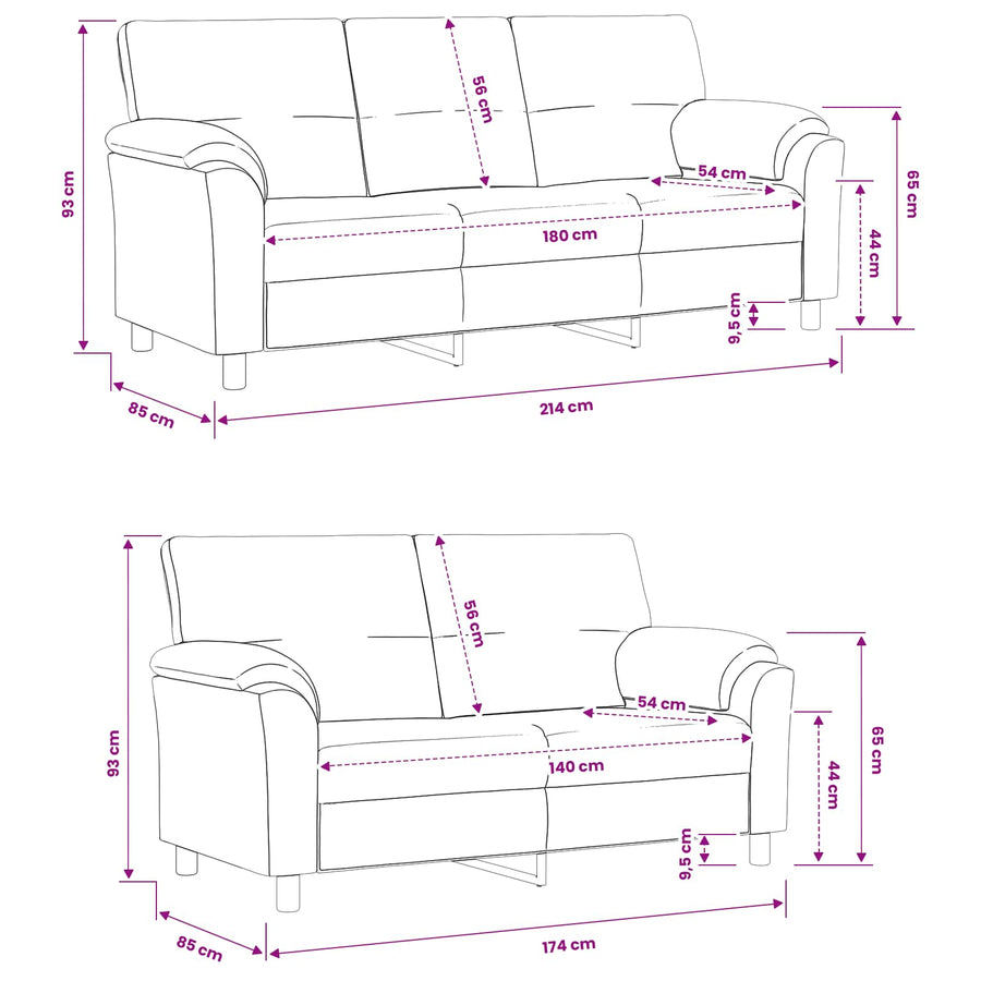Sofa Set 2 pcs Dark Grey Velvet