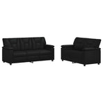 Sofa Set 2 pcs Black Faux Leather