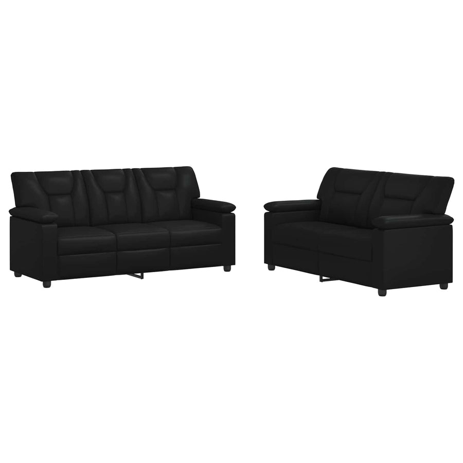 Sofa Set 2 pcs Black Faux Leather