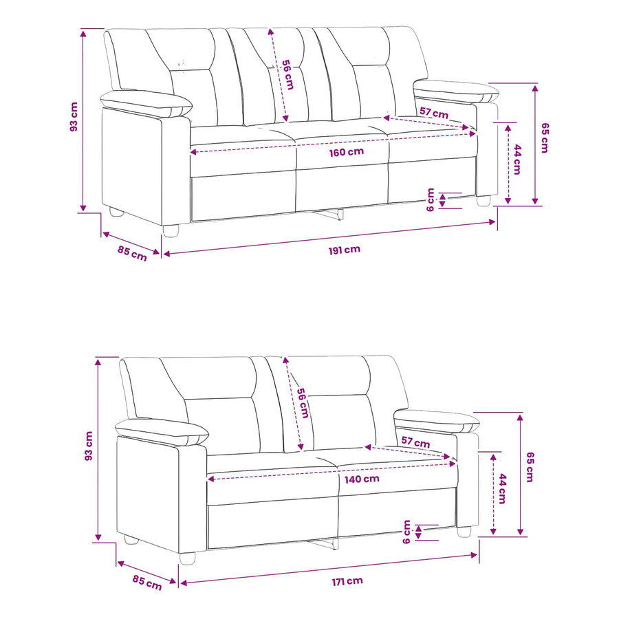 Sofa Set 2 pcs Black Faux Leather