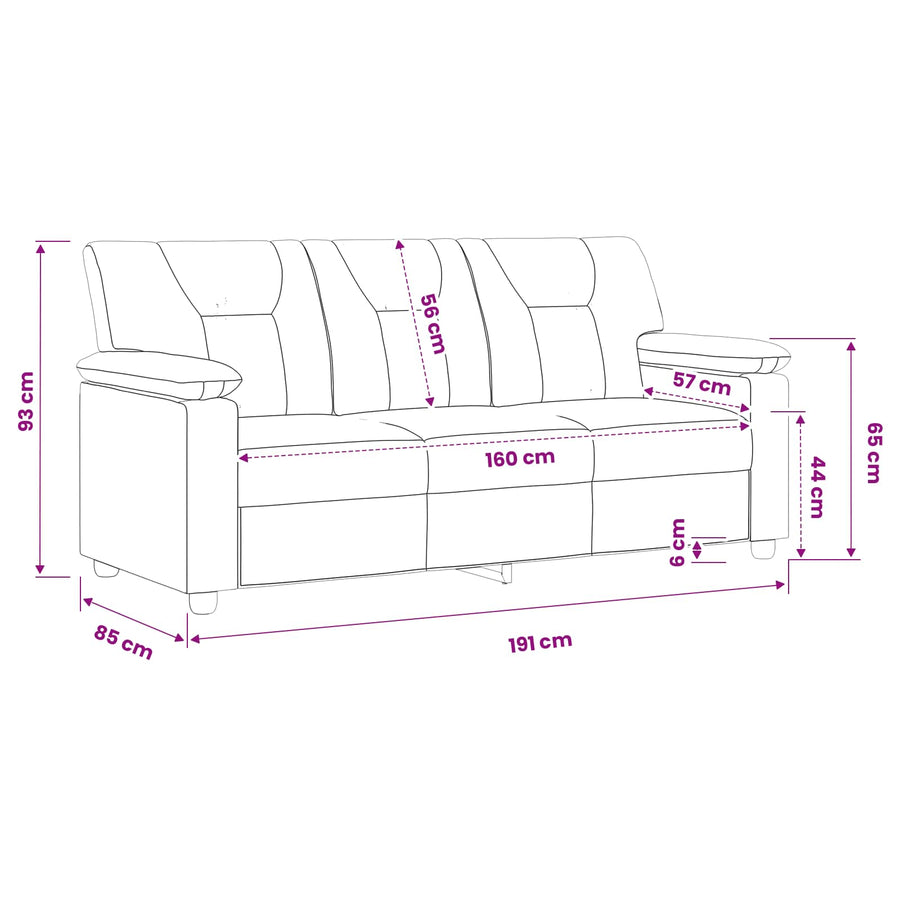 Sofa Black 191 x 85 x 93 cm Faux Leather