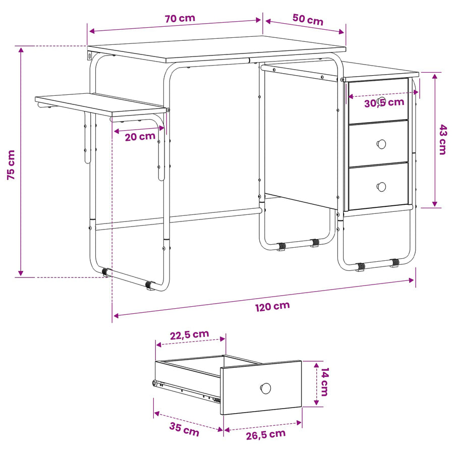 Desk with Storage Sonoma Oak 120 x 50 x 75 cm