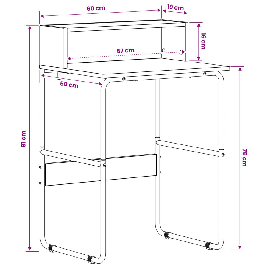 Desk with Storage Black Oak 60 x 50 x 91 cm