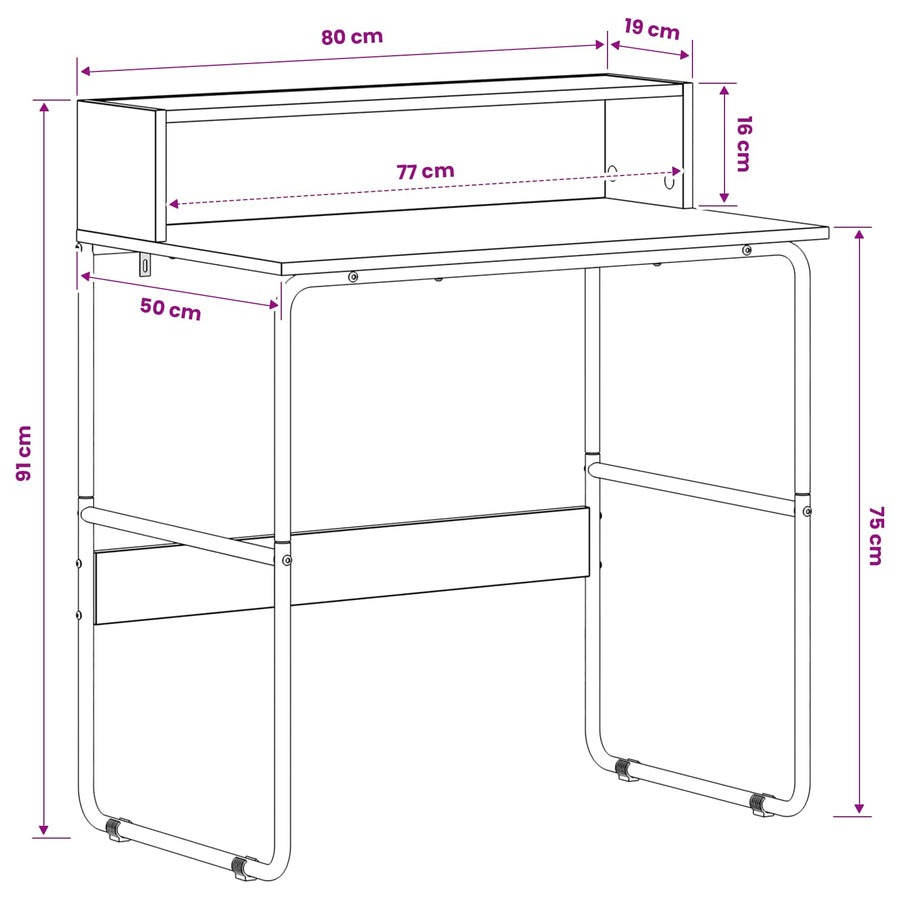 Desk with Storage Black Oak 80 x 50 x 91 cm