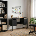 Desk with Storage Black Oak 120 x 50.5 x 75.5 cm