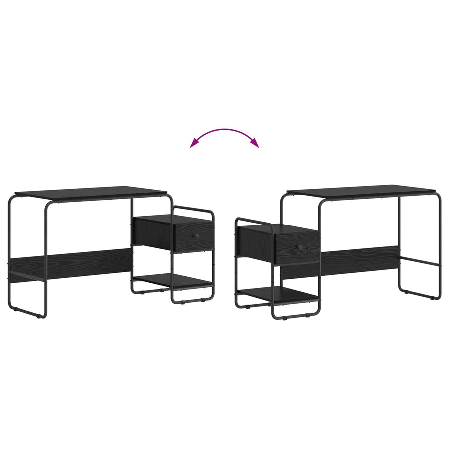 Desk with Storage Black Oak 131.5 x 50 x 75.5 cm