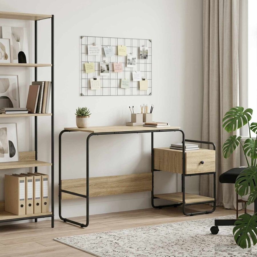 Desk with Storage Sonoma Oak 131.5 x 50 x 75.5 cm