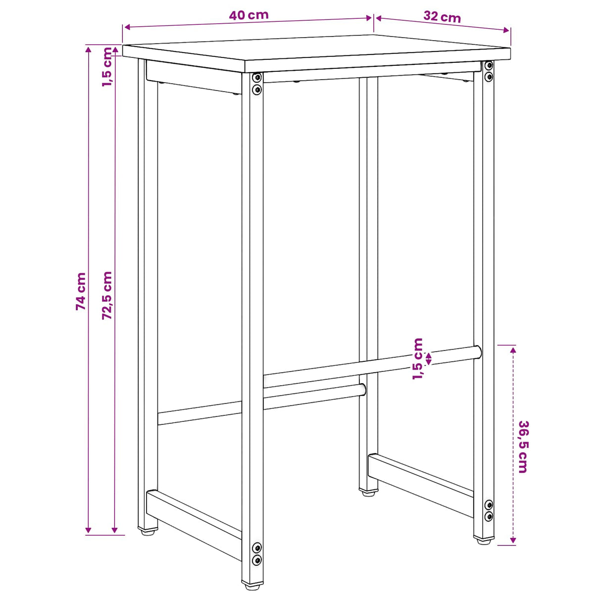 Bar Stool Black Oak 40 x 32 x 74 cm Engineered Wood