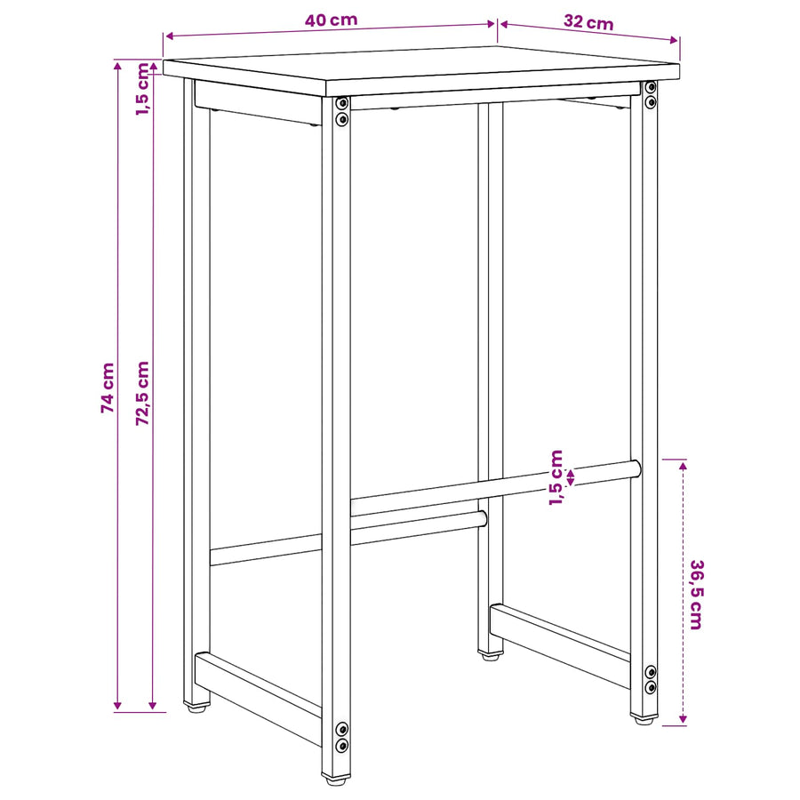 Bar Stool 2 pcs Black Oak 40 x 32 x 74 cm Engineered Wood