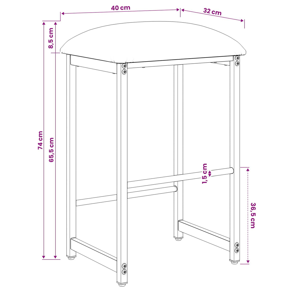 Bar Stool 2 pcs Dark Grey 40 x 32 x 74 cm Engineered Wood