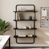 4-Tier Wall Shelf Black Oak 80 x 24.5 x 104 cm Engineered Wood