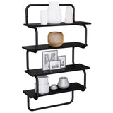4-Tier Wall Shelf Black Oak 80 x 24.5 x 104 cm Engineered Wood
