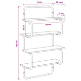 4-Tier Wall Shelf Black Oak 80 x 24.5 x 104 cm Engineered Wood