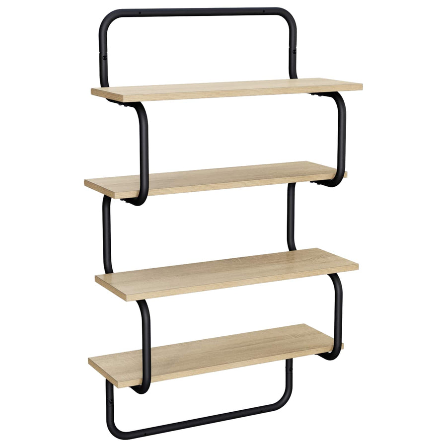 4-Tier Wall Shelf Sonoma Oak 80 x 24.5 x 104 cm Engineered Wood