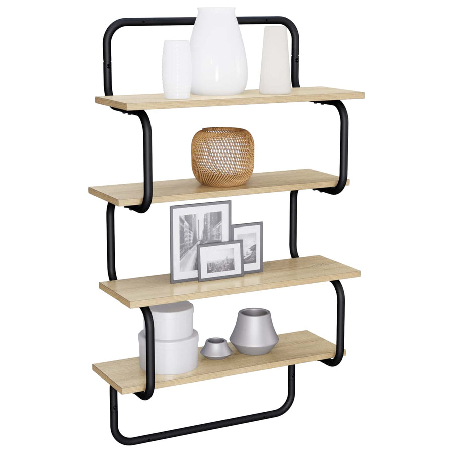 4-Tier Wall Shelf Sonoma Oak 80 x 24.5 x 104 cm Engineered Wood