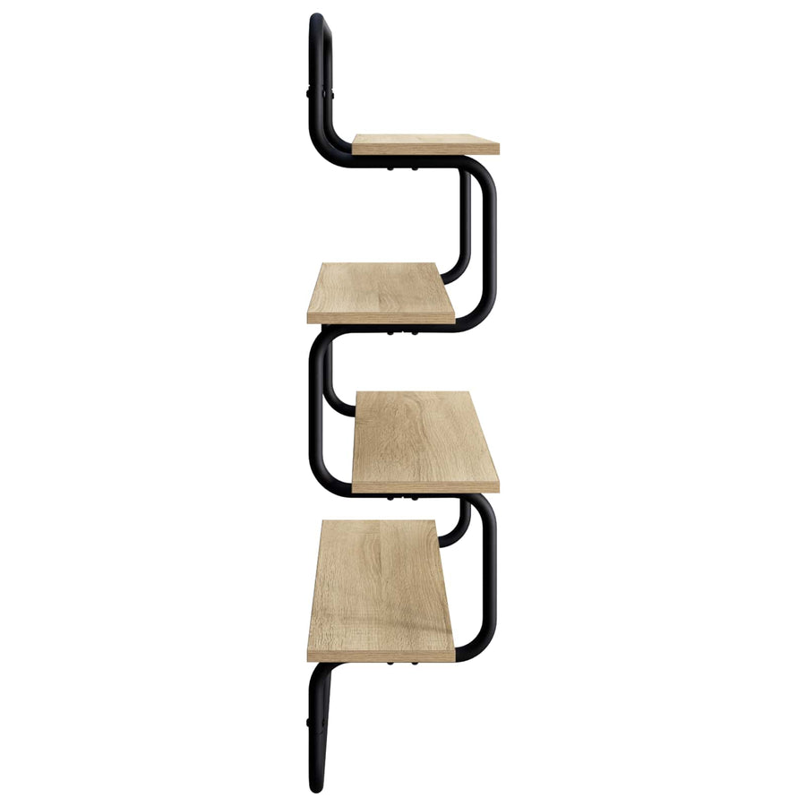 4-Tier Wall Shelf Sonoma Oak 80 x 24.5 x 104 cm Engineered Wood