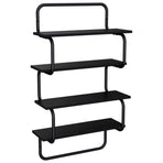 4-Tier Wall Shelf Black Oak 60 x 24.5 x 104 cm Engineered Wood