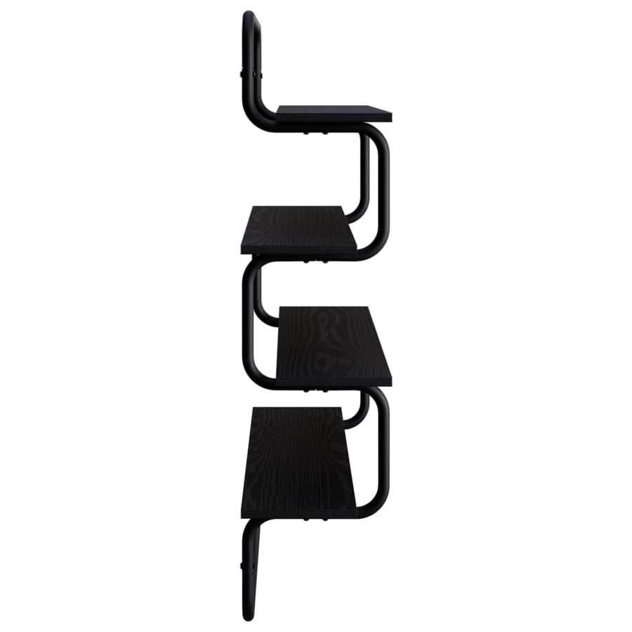 4-Tier Wall Shelf Black Oak 60 x 24.5 x 104 cm Engineered Wood