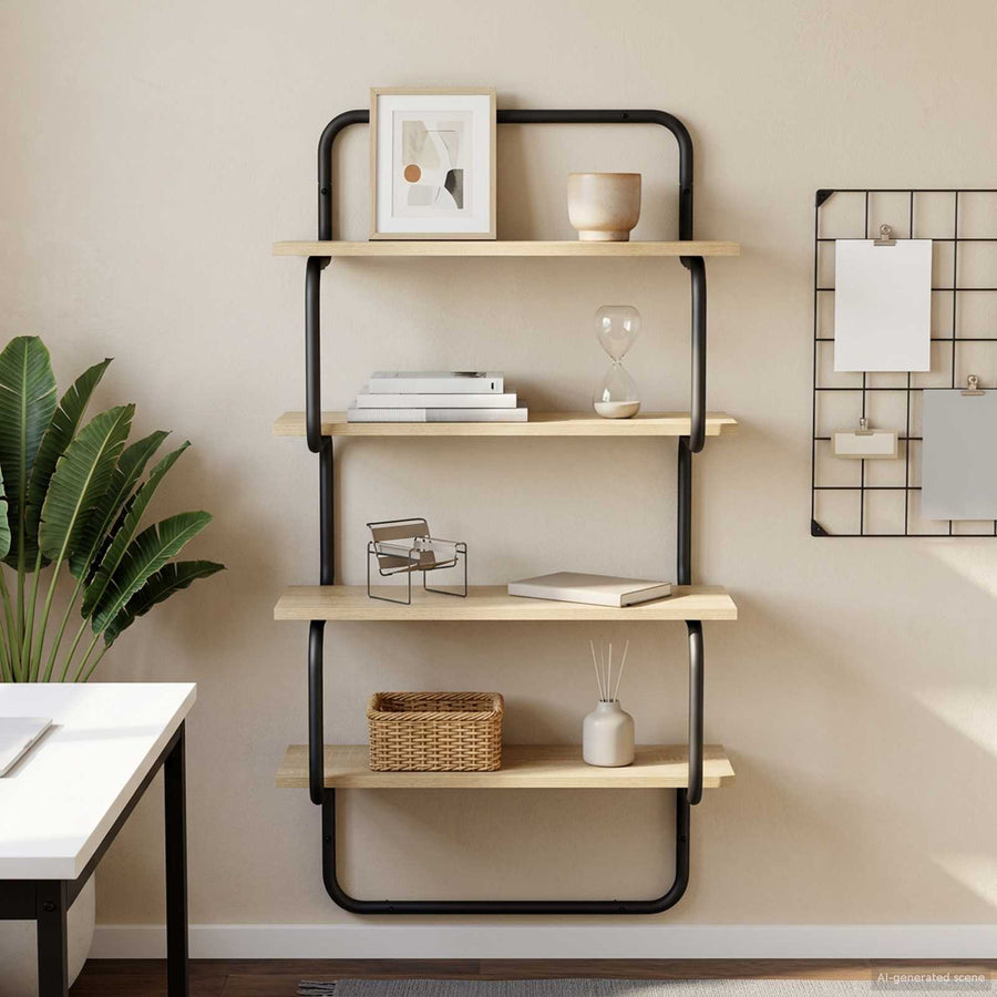 4-Tier Wall Shelf Sonoma Oak 40 x 24.5 x 104 cm Engineered Wood