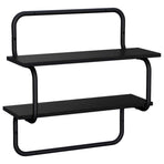 2-Tier Wall Shelf Black Oak 80 x 24.5 x 61 cm Engineered Wood