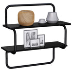 2-Tier Wall Shelf Black Oak 80 x 24.5 x 61 cm Engineered Wood