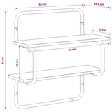 2-Tier Wall Shelf Sonoma Oak 60 x 24.5 x 61 cm Engineered Wood - Close-Up Angle