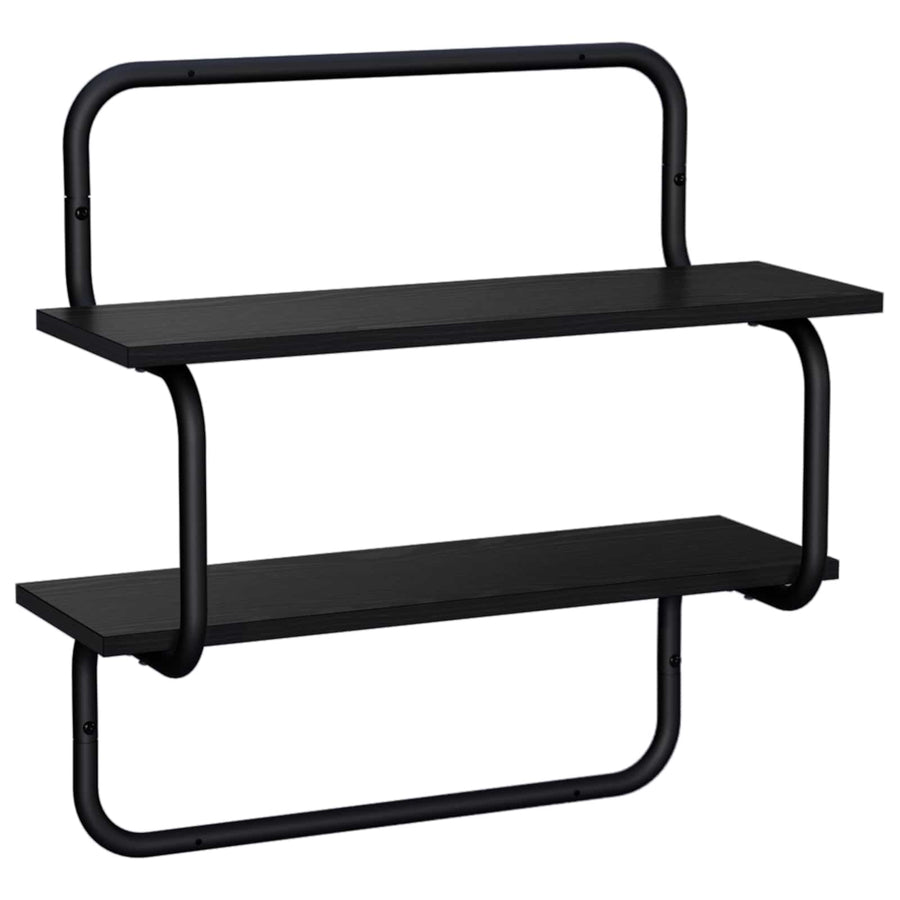 2-Tier Wall Shelf Black Oak 40 x 24.5 x 61 cm Engineered Wood