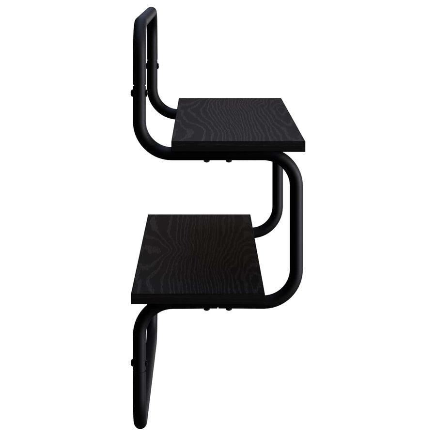 2-Tier Wall Shelf Black Oak 40 x 24.5 x 61 cm Engineered Wood