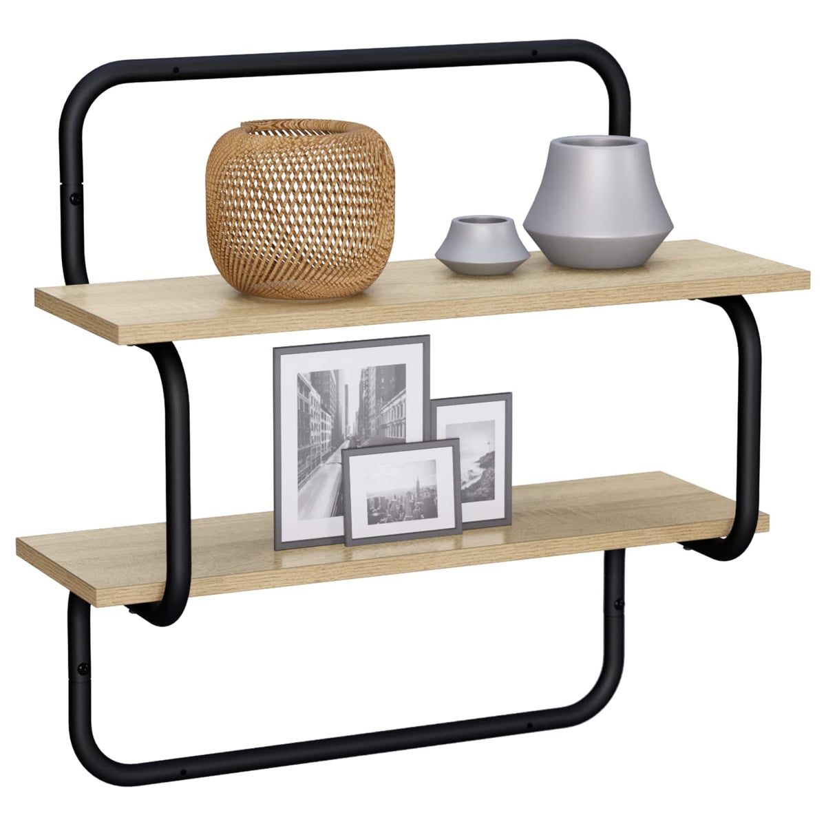 2-Tier Wall Shelf Sonoma Oak 40 x 24.5 x 61 cm Engineered Wood