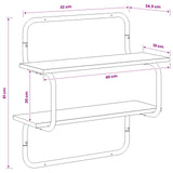 2-Tier Wall Shelf Sonoma Oak 40 x 24.5 x 61 cm Engineered Wood
