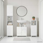 Bathroom Cabinet Set 3 pcs White Engineered Wood