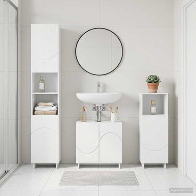 Bathroom Cabinet Set 3 pcs White Engineered Wood