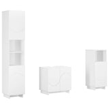 Bathroom Cabinet Set 3 pcs White Engineered Wood - Front View