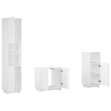 Bathroom Cabinet Set 3 pcs White Engineered Wood - Rear View