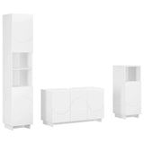 Bathroom Cabinet Set 3 pcs White Engineered Wood - Front View