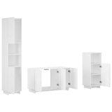 Bathroom Cabinet Set 3 pcs White Engineered Wood - Rear View