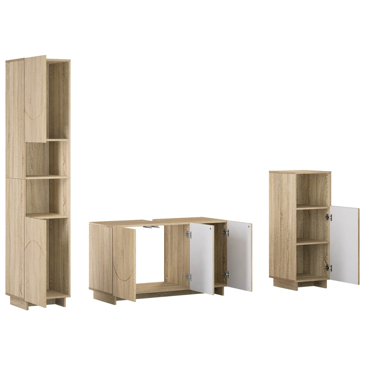 Bathroom Cabinet Set 3 pcs Sonoma Oak Engineered Wood