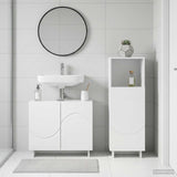 Bathroom Cabinet Set 2 pcs White Engineered Wood