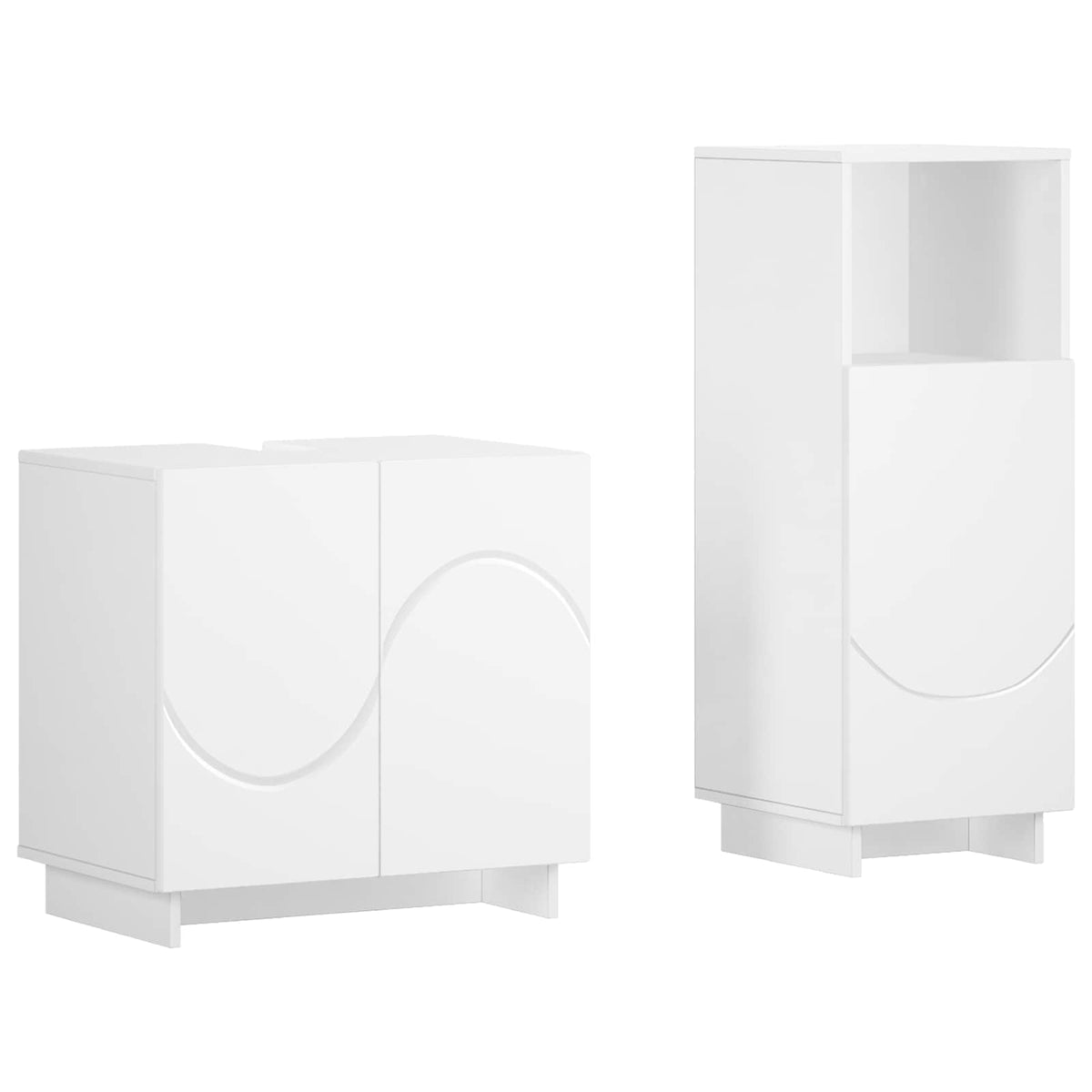 Bathroom Cabinet Set 2 pcs White Engineered Wood